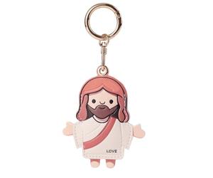 Étui Porte-Clés en Cuir, Jolie Housse de Protection Compatible avec Airtag Traceur GPS Anti-Rayures pour Clés Sac à Dos Portefeuille (Style Jésus)