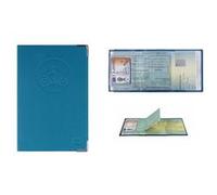 Etui porte papiers moto - Bleu pétrole - Carte permis conduire + carte grise - Fabriqué en France Bleu