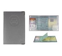 Etui porte papiers voiture - Gris argent - Carte permis conduire + carte grise - Fabriqué en France Gris