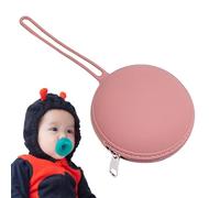 Étui porte-sucette en silicone, récipient pour sucette en silicone - Sac de rangement rond portable en silicone pour voyage | Petit sac de rangement en silicone avec fermeture éclair et corde pour clé