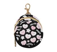 Étui porte-tétine en forme de cœur avec fermeture éclair et clip pour porte-monnaie Rose Noir