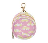 Étui porte-tétine pour bébé fille avec fermeture éclair et clip Motif voitures de dessin animé Rose et jaune