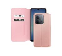 Étui Portefeuille à Clapet Magnétique pour Redmi 15C, Support Rose