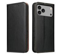Étui portefeuille à rabat avec porte-cartes - Cuir synthétique de qualité supérieure - Béquille, fermeture magnétique en TPU - Antichoc, noir