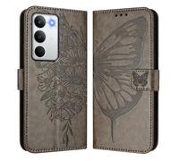 Étui portefeuille à rabat en cuir synthétique compatible avec OPPO Realme C71 4G Abroad - Avec fermeture magnétique et porte-cartes - Antichoc - Pour filles, femmes, hommes - Gris