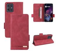 Étui portefeuille à rabat en similicuir avec porte-cartes et fermeture magnétique pour Motorola Moto G54 Power/Moto G54/Moto G64/G64Y 5G - Rouge
