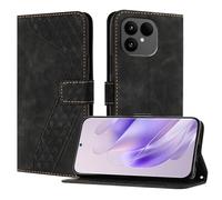 Étui portefeuille à rabat pour Fairphone 6 - Soft Touch - Fonction support - Antichoc et anti-chute - Forme de diamant 3D - Noir