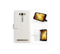 Etui portefeuille Asus ZenFone Laser ZE600KL 4G blanc 6 pouces Cuir Style avec stand et porte cartes - Housse coque de protection blanche Asus