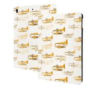 Étui portefeuille avec imprimé saxophone jaune vintage compatible avec iPad Air 3ème génération, étui de tablette compatible avec iPad Pro 10,5", veille/réveil automatique