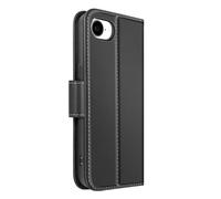 Étui Portefeuille pour iPhone 16e en Cuir Premium avec Fonction Stand Noir
