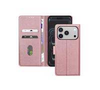 Étui Portefeuille - AVIZAR - iPhone 17 Pro - Similicuir Grainé - Rose Champagne - Fonction Support