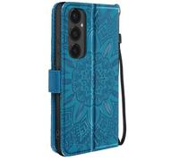 Etui Fleurs Mandala pour Samsung Galaxy S24 FE Portefeuille Dragonne Bleu