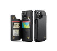 Etui Portefeuille CaseMe Pour iPhone 14 Plus Blocage RFID Etui Antichoc Mince Titulaire De La Carte Bicelle Cuir PU ZURSANA Noir