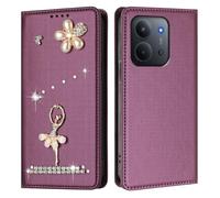 Étui portefeuille compatible avec Redmi 15C 4G Eur/Redmi 15C 5G Eur/Xiaomi POCO C85 5G 173 Eur avec emplacements pour cartes, fermeture magnétique et béquille, résistant aux chocs, violet