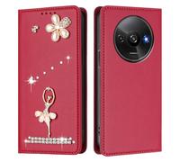 Étui portefeuille compatible avec Redmi A3 4G abroad/Xiaomi POCO C61 4G abroad/Redmi A3X 4G avec emplacements pour cartes, fermeture magnétique et béquille, résistant aux chocs, coque de protection