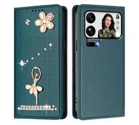 Étui portefeuille compatible avec Xiaomi 17 Pro Max avec emplacements pour cartes, fermeture magnétique, béquille antichoc pour fille ballet, vert