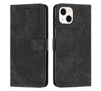 Étui Portefeuille Compatible IPhone13 Couverture Antichoc Insertion De Carte Termes De La Ligne PU LeatherBotanical Protection Complète Boucle Latérale - Noir