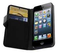 Étui portefeuille iPhone 5 / 5S / SE protection intégrale - Noir