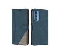 Etui Portefeuille Cuir PU pour Motorola Edge 20 Pro - Porte-Cartes Intégré + Support Intégré - Coque Protective Style Minimaliste-Bleu