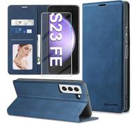 Étui Portefeuille Cuir Pu Pour Samsung Galaxy S23 Fe 5g - Coque Folio Magnétique Avec Blocage Rfid, 3 Fentes Cartes + Poche Billets, Coque Tpu Antichoc Et Béquille