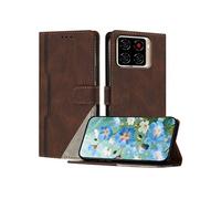 Etui Portefeuille Cuir PU pour ZTE Blade A56 Pro - Porte-Cartes Intégré + Support Intégré - Coque Protective Style Minimaliste-Marron