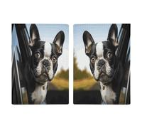 Étui portefeuille de protection pour passeport avec blocage RFID en cuir pour homme et femme, chiot terrier, Chiot Terrier Boston, 20.3x13.8cm, Moderne