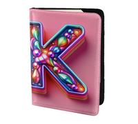 Étui portefeuille de voyage en cuir avec imprimé K pour passeport familial pour homme et femme, noir, One Size