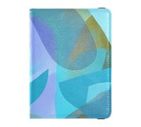 Étui portefeuille en cuir à motif abstrait géométrique bleu pour passeport - Étui portefeuille pour documents de voyage - Étui portefeuille ultra fin, Motif abstrait bleu géométrique, 1 size