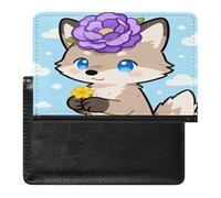 Étui portefeuille en cuir avec blocage RFID pour passeport Motif fleur et petit renard