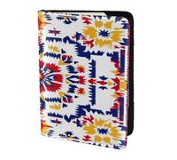 Étui portefeuille en cuir avec motif symétrique pour passeport de voyage, Motif symétrique, One Size, Contemporain
