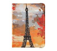 Étui portefeuille en cuir avec motif Tour Eiffel peint romantique pour passeport, badge, carte de vaccin, portefeuille léger, Couple romantique peint Tour Eiffel, 1 size