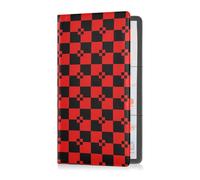 Étui portefeuille en cuir de qualité supérieure pour carte d'immatriculation et d'assurance automobile - Motif écossais écossais noir et rouge