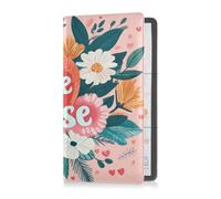 Étui portefeuille en cuir de qualité supérieure pour homme et femme - Pour documents essentiels, permis de conduire, cartes de Saint-Valentin, fleurs, cœur, branche, Love You Mose
