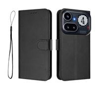 Étui portefeuille en cuir de vache avec blocage RFID pour Nothing Phone 4A - Étui à rabat en cuir synthétique avec porte-cartes et dragonne, béquille et fermeture magnétique, anti-vol et anti-choc