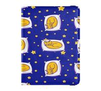 Étui portefeuille en cuir léger pour passeport en famille, vacances, badge, carte d'identité, vaccin, portefeuille, essentiels de voyage, motif chat de dessin animé, bleu foncé, multicolore, 1 size,