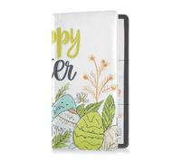 Étui portefeuille en cuir pour homme et femme - Pour documents essentiels, permis de conduire, cartes, oreilles de lapin, pieds, feuilles, marguerite, œuf - Happy Easter, Œuf de pâquerette avec