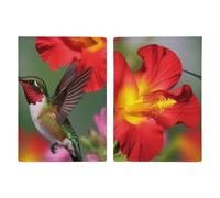 Étui portefeuille en cuir pour passeport avec clavier de piano noir et blanc - Étui de voyage fin pour homme et femme - Étui de voyage essentiel en cuir, Colibri Fleur Rouge Hibiscus, 20.3x13.8cm