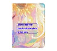 Étui portefeuille en cuir pour passeport avec motif de licornes magiques et tournesol, licorne magique fille tournesol, 1 size