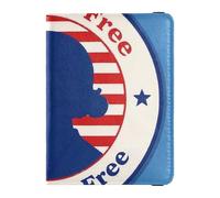 Étui portefeuille en cuir pour passeport avec silhouette Land of Freeblue 4th of July Independence Day pour les voyages, les vaccins, les documents de voyage pour femme, 4 juillet, jour de