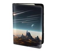 Étui portefeuille en cuir pour passeport de voyage Noir, Voyage vers la Terre Fantasy, One Size, Contemporain