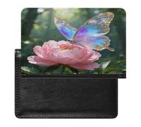 Étui portefeuille en cuir pour passeport en forme de fleur et papillon - Ultra fin - Pour passeport - Accessoires indispensables pour le voyage