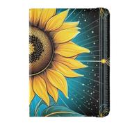 Étui portefeuille en cuir pour passeport et carte de vaccin Jaune, Tournesol astrologique Tarot mystique jaune, 1 size