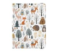 Étui portefeuille en cuir pour passeport - Forêts d'animaux et d'arbres