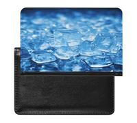 Étui portefeuille en cuir PU pour passeport avec fond en forme de glaçon bleu