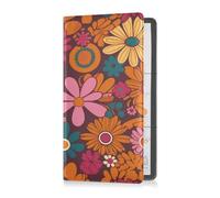 Étui portefeuille en cuir synthétique pour homme et femme - Pour documents essentiels, permis de conduire, cartes d'identité, cartes - Motif floral coloré - Fleurs groovy, multicolore, 1 size