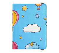 Étui portefeuille en cuir ultra fin pour passeport Motif montgolfière Bleu ciel, Montgolfière Blue Sky, 1 size