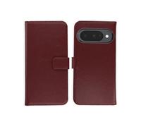 Selencia Selencia Étui portefeuille en cuir véritable Google Pixel 10 / 10 Pro Burgundy Rouge foncé