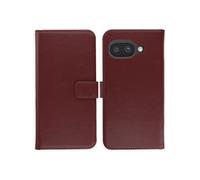 Selencia Selencia Étui portefeuille en cuir véritable pour Google Pixel 10a Burgundy Rouge foncé