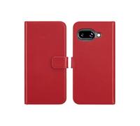 Selencia Selencia Étui portefeuille en cuir véritable Google Pixel 9A Rouge Rouge