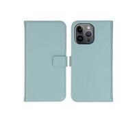 Etui portefeuille en cuir véritable pour iPhone 15 Pro Max - Air Blue